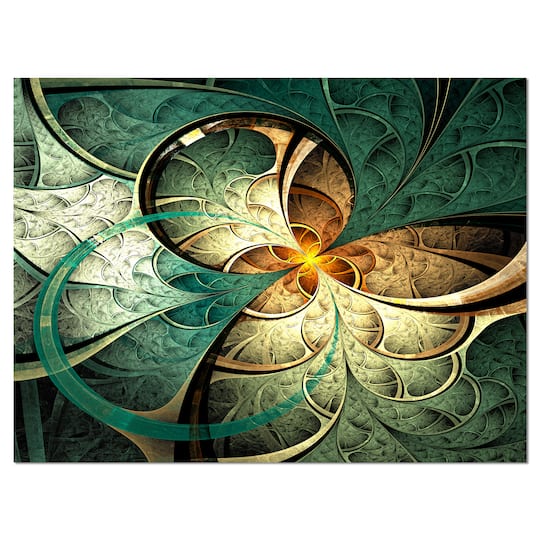Designart - Dark Yellow Green Fractal Flower